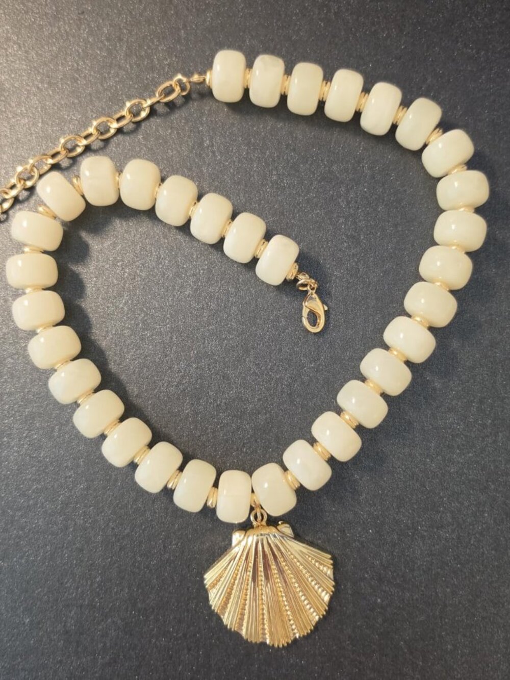 Women's White Shell Beaded Sun Fish Necklace Boho Festival Charm Choker Jewelry